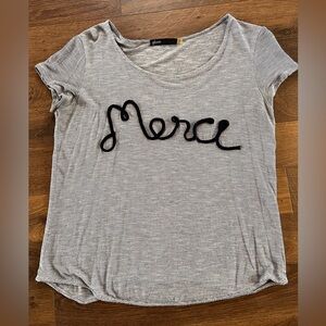 Gibson Blue & White 'Merci' Short Sleeve Script Tee